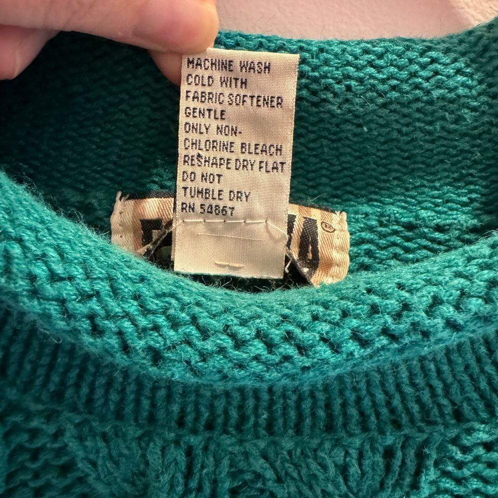 Forenza Sweater Vintage 80's 90's Oversized Cable Knit Green Women's Size Medium - Picture 6 of 9